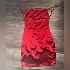 Fashion Nova Vibrant Red Satin Dress